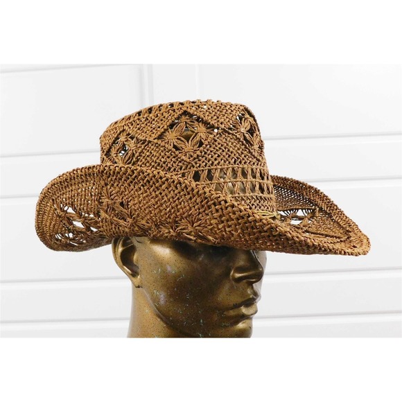 Scala Collection Natural 100% Paper Straw Cowboy Hat sz OS - Picture 1 of 5